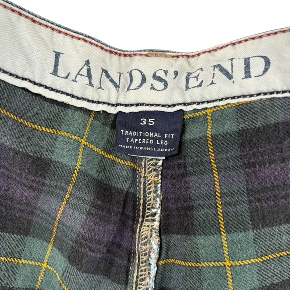 Lands End Jean Flannel Lined Size 35 Traditional Fit Pants Denim Blue Work - Picture 5 of 8